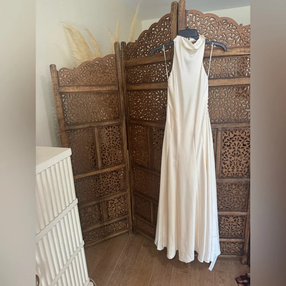 Reformation Roy Ivory Halter-Back Maxi Gown - Picture 8 of 9
